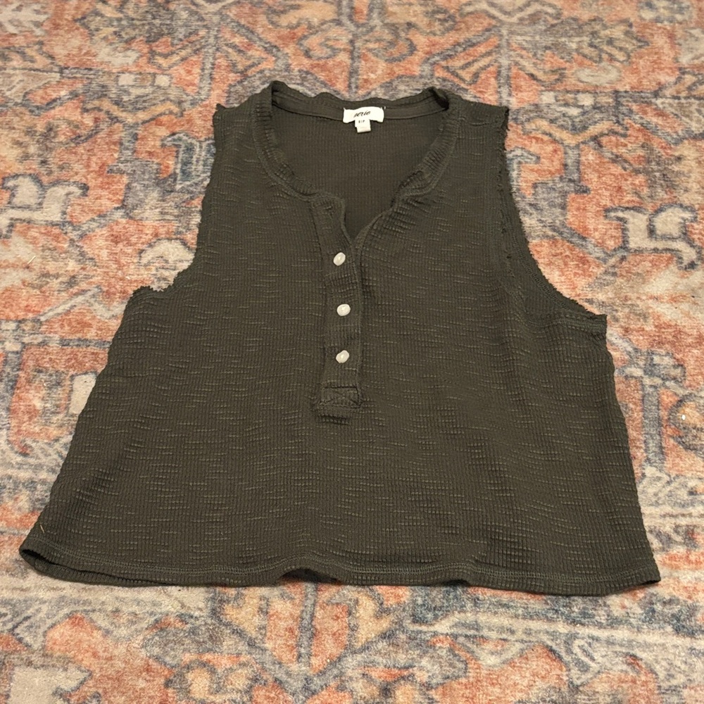 Aerie Olive Green Textured Tank Top